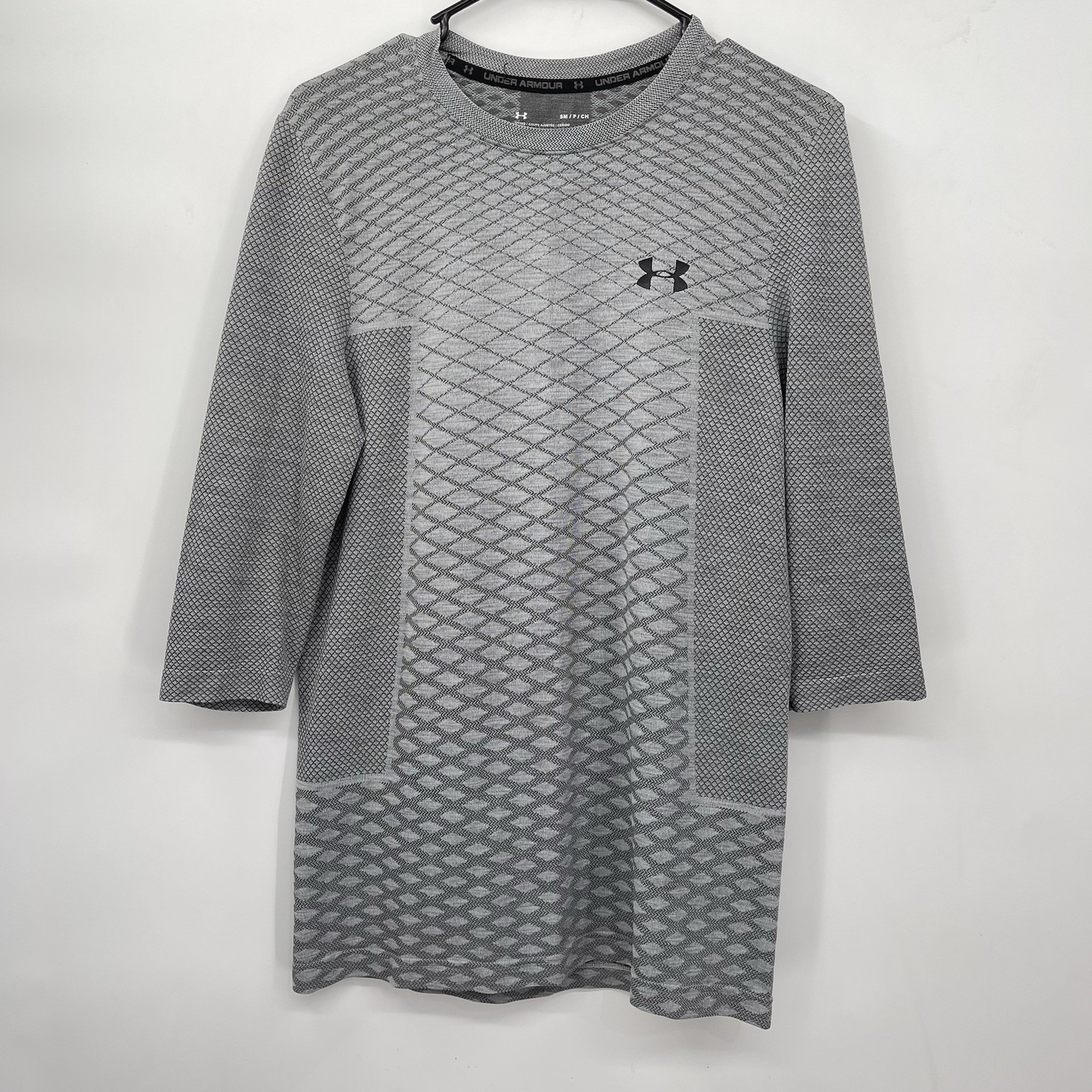 Under Armour Heatgear Seamless Shirt Men's Small Fitted 3/4 Sleeves Logo